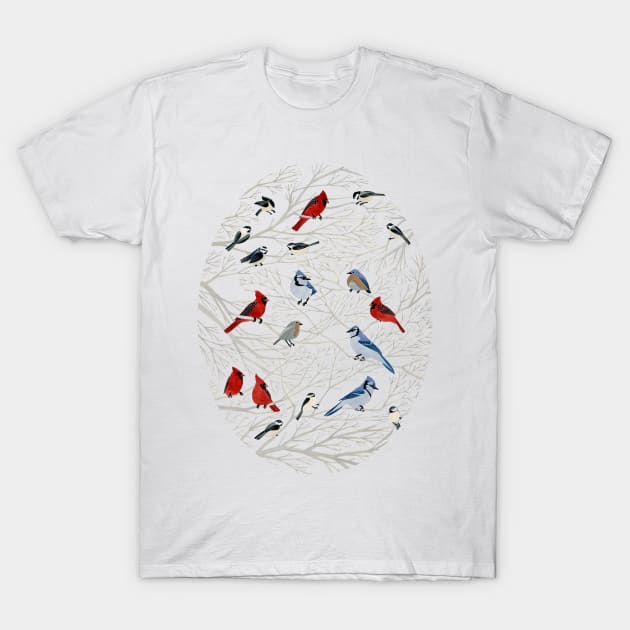 Winter Birds T-Shirt by Golden Section